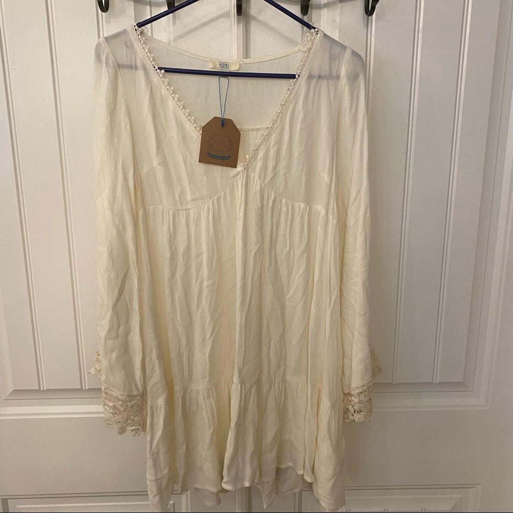 Kori America Lace 3/4 Sleeve Dress Womens Small